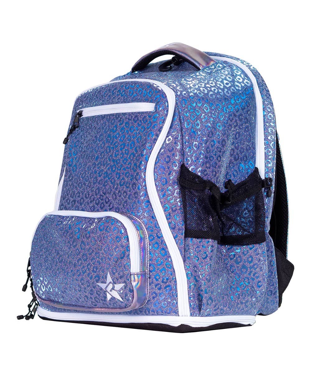 Mochila Cheer Leopard Blue - Cierre Blanco